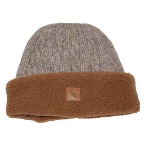 Koolaburra by UGG Cable Knit Beanie Women O/S Brown Tan Sherpa Lined Winter Hat